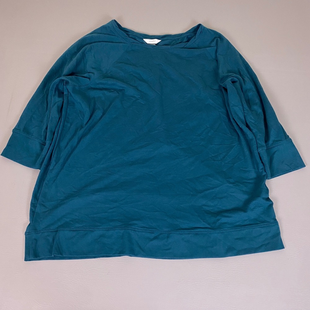 CJ Banks Shirt Top Plus Size Women's 3X Teal Blue 3/4‎ Sleeve Raglan Sweatshirt